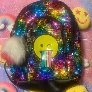 Justice Sequined Emoji Backpack